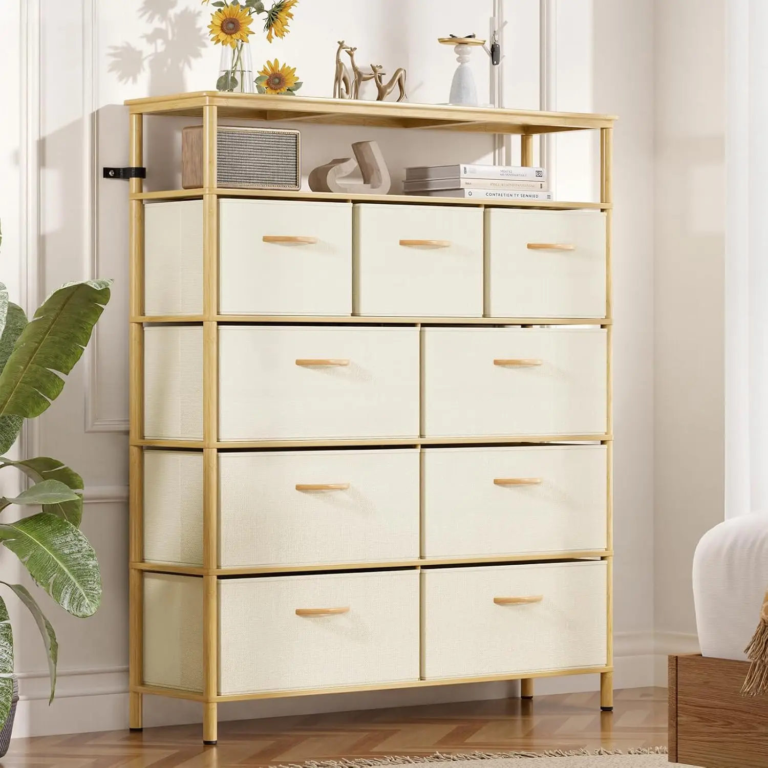 Тумба для хранения с 9 ящиками и полками, современный комод из бамбука для организации спальни и гардероба
Тумба для хранения с 9 ящиками и полками, современный комод из бамбука для организации спальни и гардероба