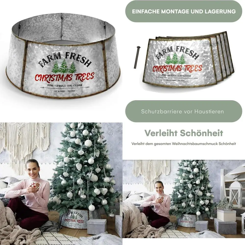 Adjustable Rustic Metal Christmas Tree Stand Collar for Artificial or Real Trees, Suitable for Small and Large Sizes
Adjustable Rustic Metal Christmas Tree Stand Collar for Artificial or Real Trees, Suitable for Small and Large Sizes