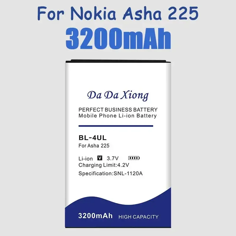 DaDaXiong New 3200mAh BL-4UL Battery for Nokia Asha 225 Asha225 Lumia 225 RM-1011 RM-1126 in Stock
DaDaXiong New 3200mAh BL-4UL Battery for Nokia Asha 225 Asha225 Lumia 225 RM-1011 RM-1126 in Stock