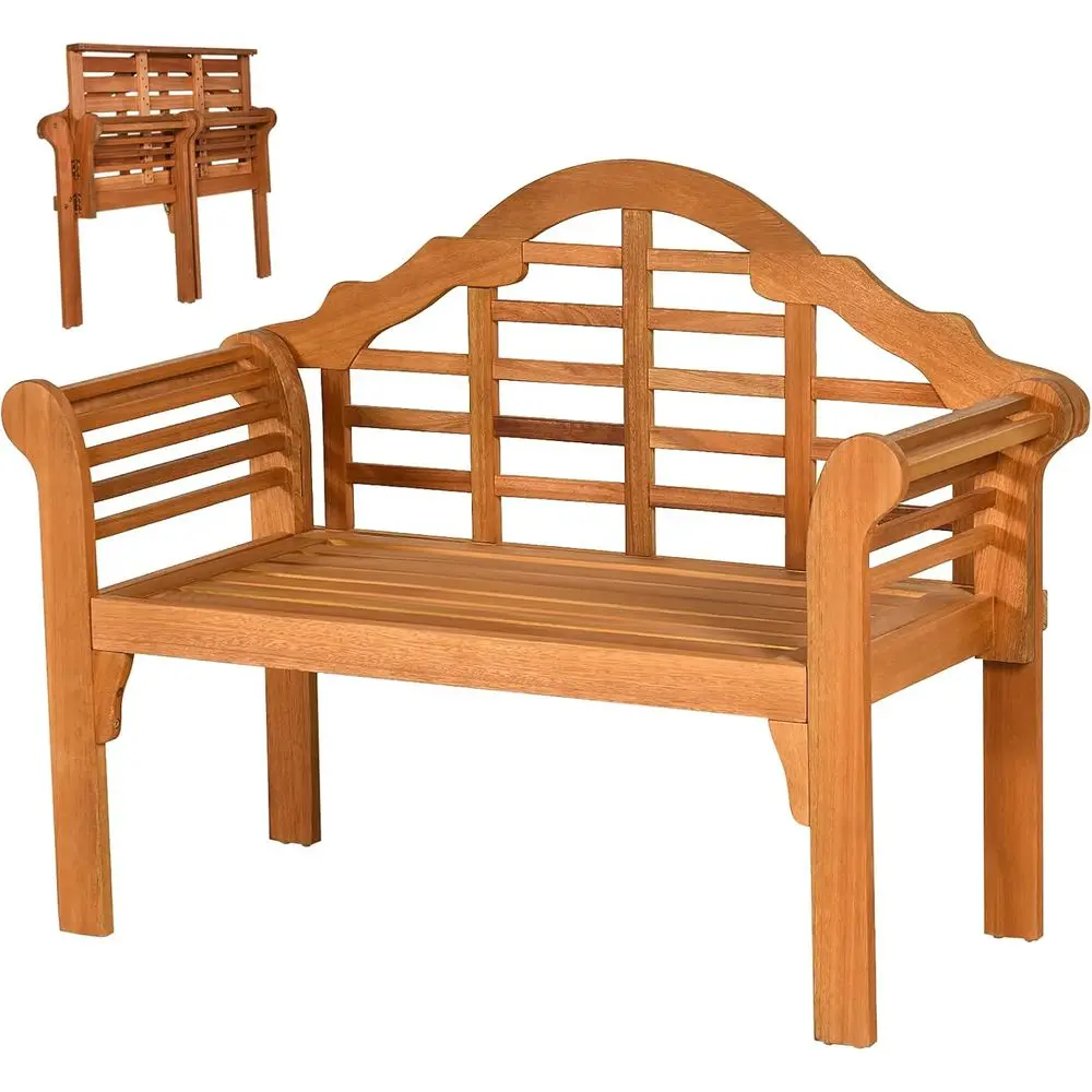 Eucalyptus Wood Loveseat Bench, 4 FT, 2-Person, Foldable, Outdoor, Arched Back & Armrests, Natural Teak
Eucalyptus Wood Loveseat Bench, 4 FT, 2-Person, Foldable, Outdoor, Arched Back & Armrests, Natural Teak