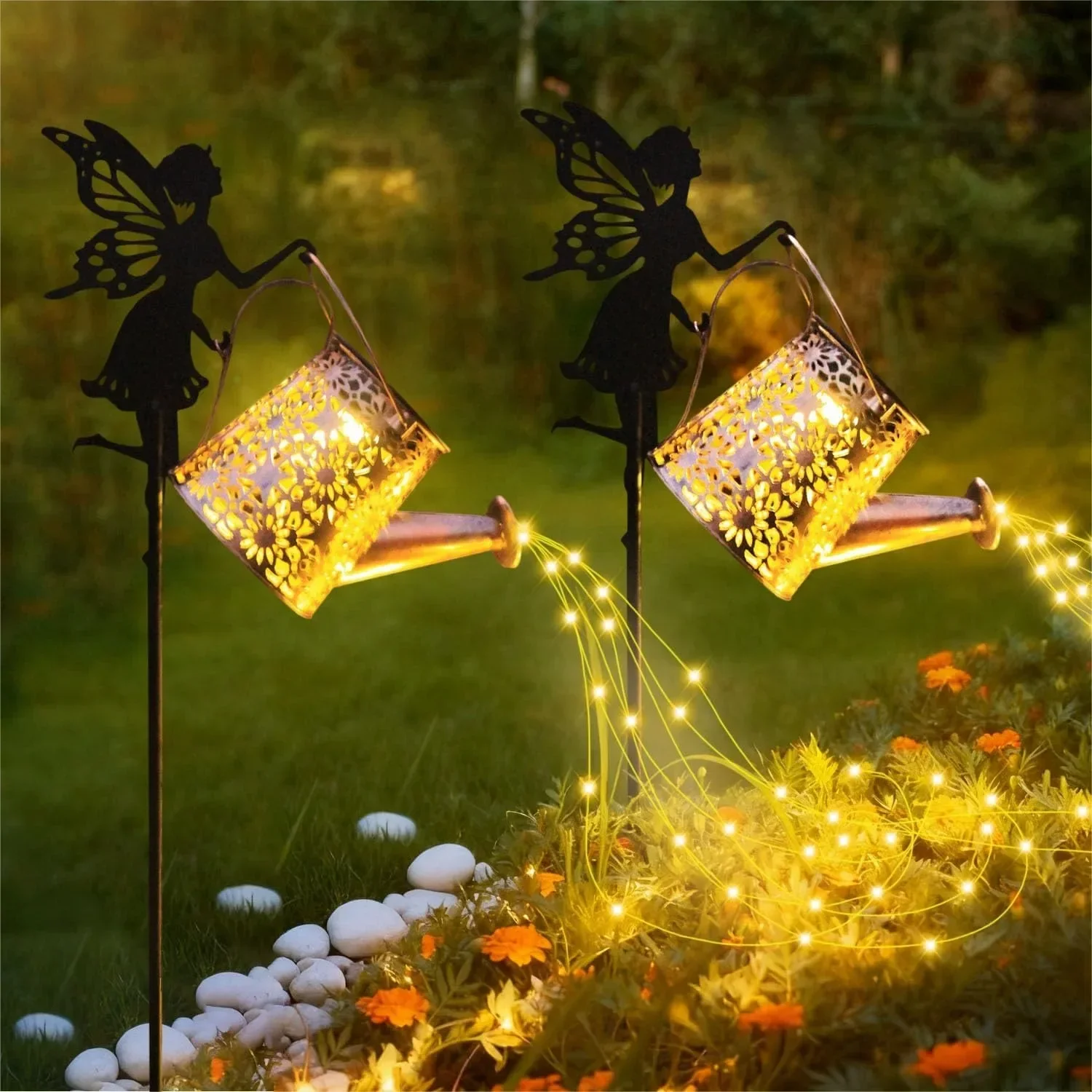 Solar Watering Can Lights for Garden Decor, 2 Pack Retro Metal Outdoor Lights with Fairy String Lights
Solar Watering Can Lights for Garden Decor, 2 Pack Retro Metal Outdoor Lights with Fairy String Lights