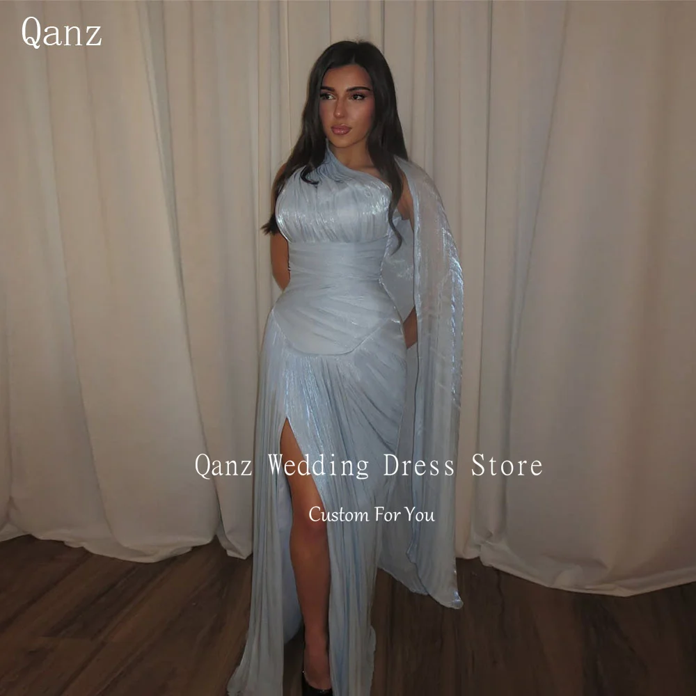 Qanz Light Blue Mermaid Evening Dress High Side Slit Vestidos De Fiesta Elegantes Sleeveless Formal Party Prom Gowns Customized
Qanz Light Blue Mermaid Evening Dress High Side Slit Vestidos De Fiesta Elegantes Sleeveless Formal Party Prom Gowns Customized