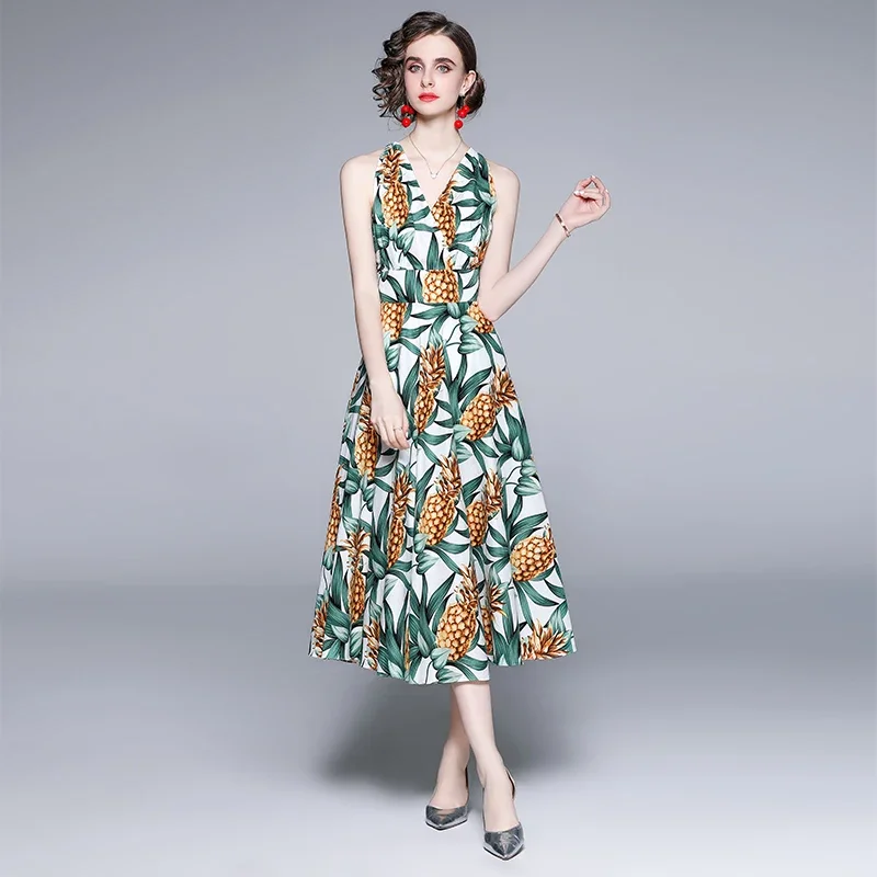 2024 Summer Women's Dress Korean Holiday Style V-neck Print Sleeveless Halter Dress New Waist Female Slim Dresses X389
2024 Summer Women's Dress Korean Holiday Style V-neck Print Sleeveless Halter Dress New Waist Female Slim Dresses X389