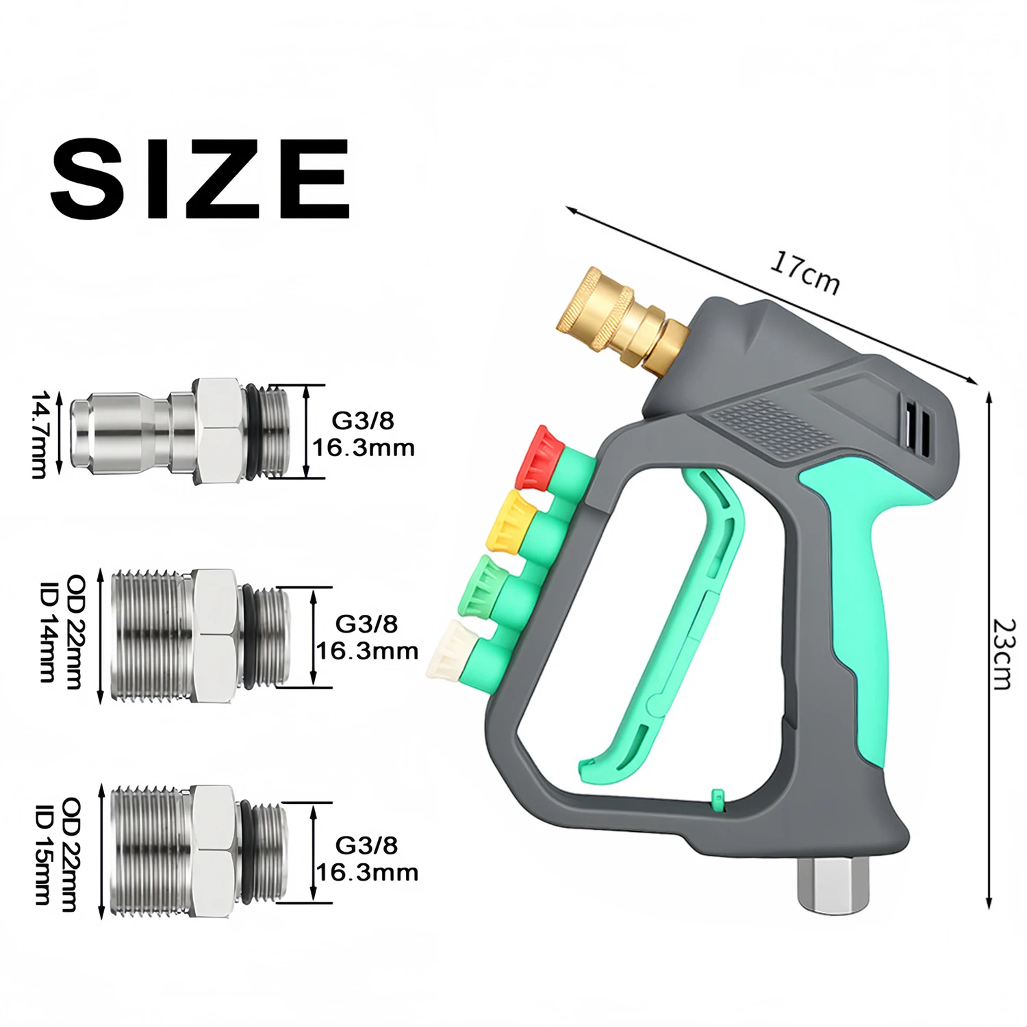 Universal Short High Pressure Car Wash Gun Rotating Anti-Tangle 4-Color Nozzle Kit Home Garage Professional Car Beauty Auto Clea
Universal Short High Pressure Car Wash Gun Rotating Anti-Tangle 4-Color Nozzle Kit Home Garage Professional Car Beauty Auto Clea