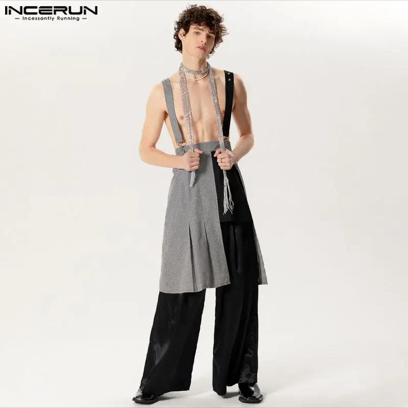 INCERUN 2024 Men Jumpsuits Skirts Plaid Patchwork Straps Rompers Streetwear Personality Casual Male Irregular Suspender Skirts
INCERUN 2024 Men Jumpsuits Skirts Plaid Patchwork Straps Rompers Streetwear Personality Casual Male Irregular Suspender Skirts