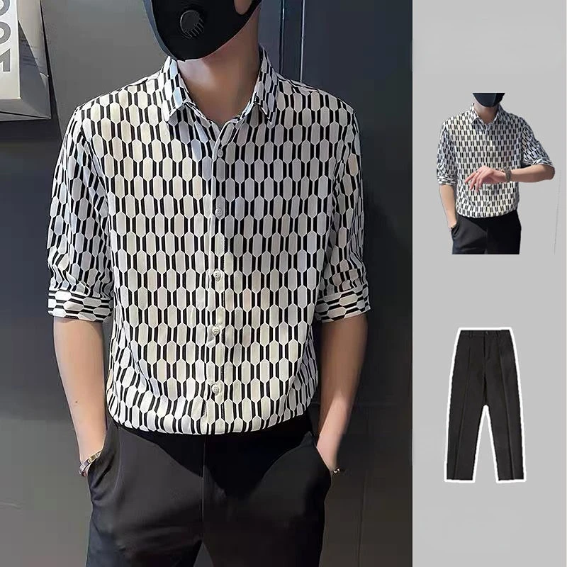 Half Sleeve Men's Shirt and Blouse Geometric Original Cheap Brand Male Top Casual Regular with Collar Korean Style Cool Clothes
Half Sleeve Men's Shirt and Blouse Geometric Original Cheap Brand Male Top Casual Regular with Collar Korean Style Cool Clothes