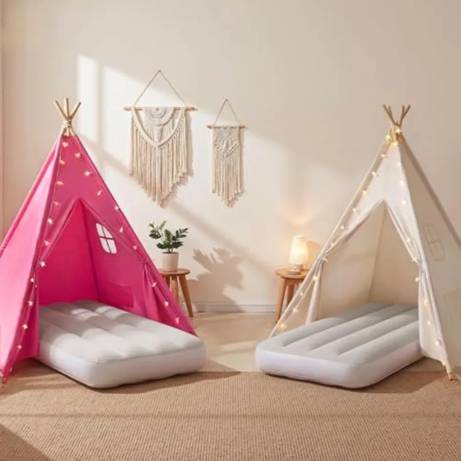 2 Pack Teepee Tent for Indoor Play Tent with Inflatable Airbed Foldable for Boys Girls Party Sleepover Slumber Gifts Toy White
2 Pack Teepee Tent for Indoor Play Tent with Inflatable Airbed Foldable for Boys Girls Party Sleepover Slumber Gifts Toy White