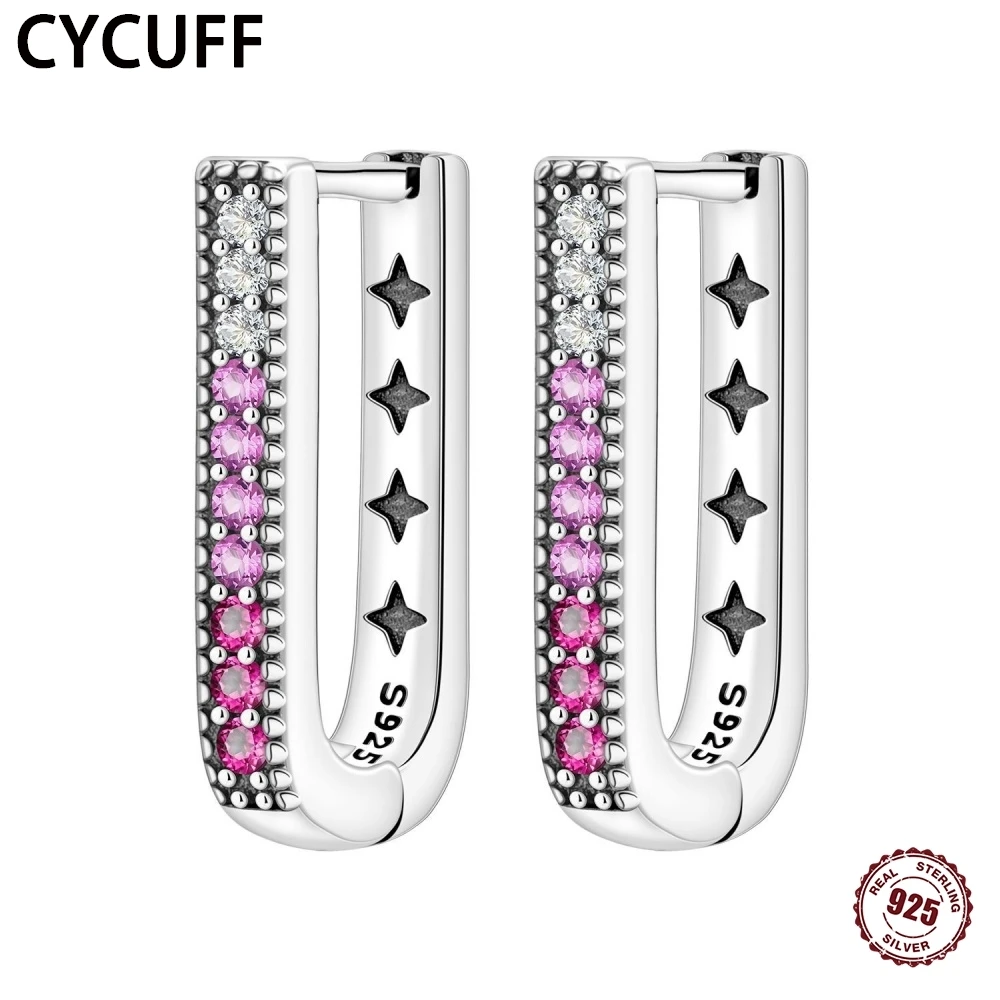 CYCUFF New 925 Sterling Silver Large Double Circle Hoop Earrings Colorful Zircon U-shaped Earrings Women Lady Gifts Fine Jewelry
CYCUFF New 925 Sterling Silver Large Double Circle Hoop Earrings Colorful Zircon U-shaped Earrings Women Lady Gifts Fine Jewelry