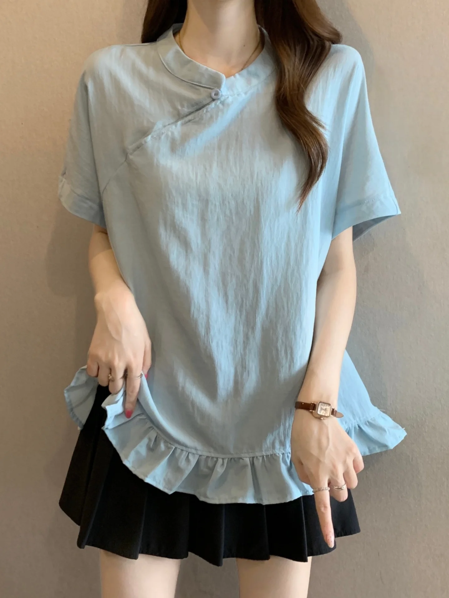 New Chinese Style Short Sleeve T-Shirt Women's Summer Base Shirt Large Size Fluffy MM Slimming Age-Defying Lace Trim Top
New Chinese Style Short Sleeve T-Shirt Women's Summer Base Shirt Large Size Fluffy MM Slimming Age-Defying Lace Trim Top
