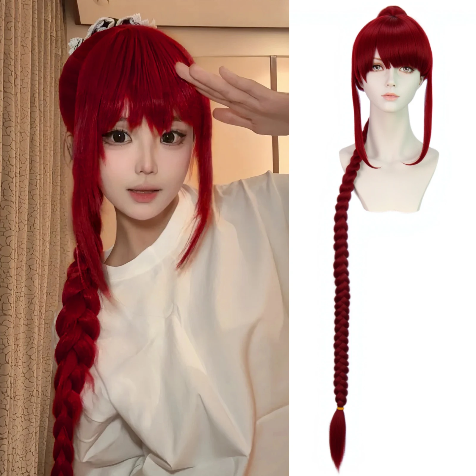 Red Super Long Synthetic Braided Straight Wig with Clip-on Ponytail for Anime Cosplay Party Christmas Women's Hair Extension
Red Super Long Synthetic Braided Straight Wig with Clip-on Ponytail for Anime Cosplay Party Christmas Women's Hair Extension