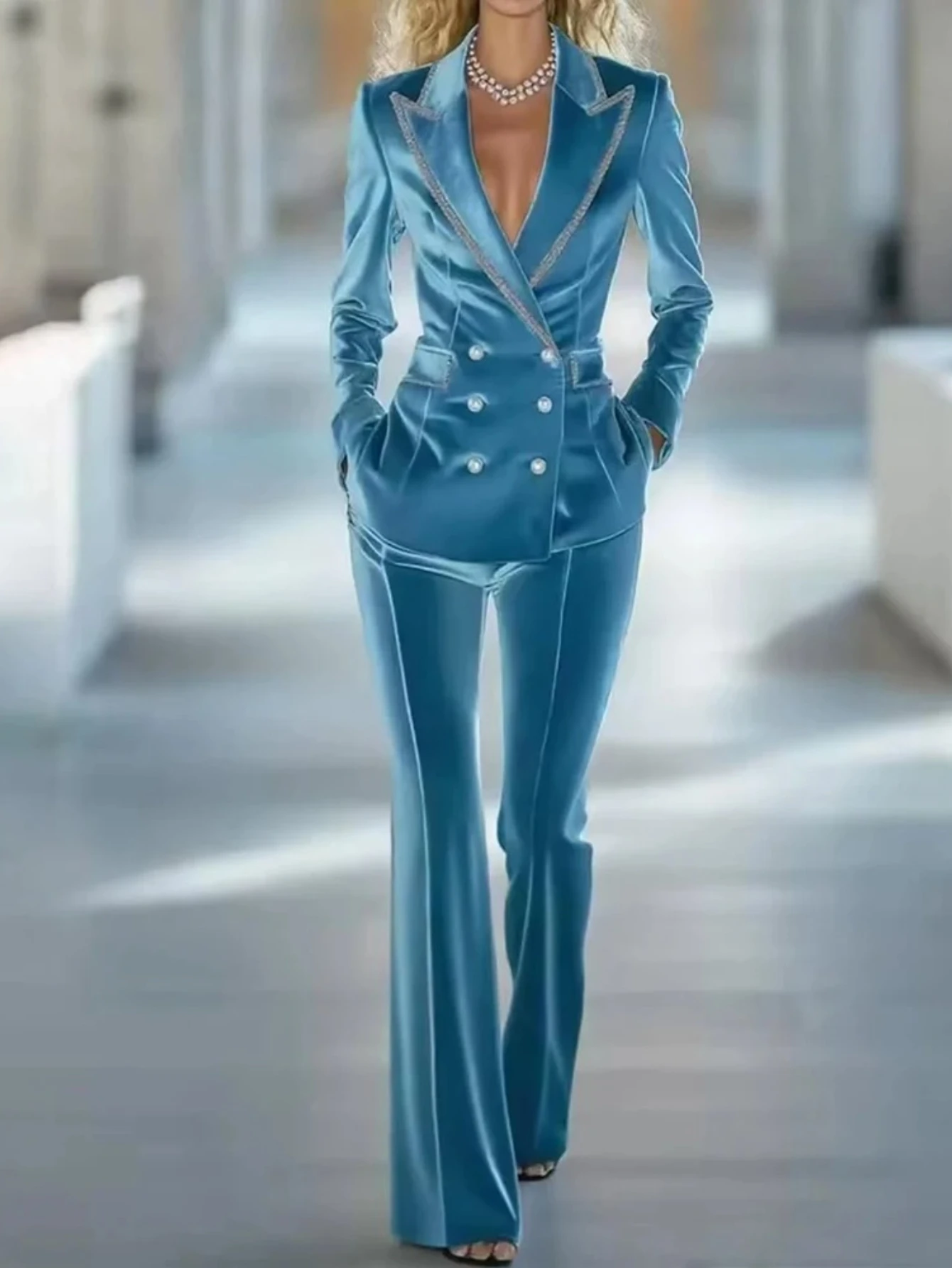 Новый женский бархатный двубортный костюм-двойка 2026 года с золотой отделкой, для официальных мероприятий и работы
Новый женский бархатный двубортный костюм-двойка 2026 года с золотой отделкой, для официальных мероприятий и работы