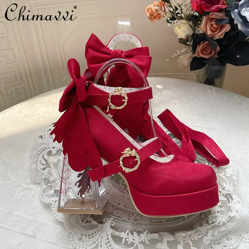 Original Princess Round Toe Transparent High Heel Waterproof Platform Mary Jane Shoes Sweet Bow Satin Elegant Lolita Pumps
Original Princess Round Toe Transparent High Heel Waterproof Platform Mary Jane Shoes Sweet Bow Satin Elegant Lolita Pumps