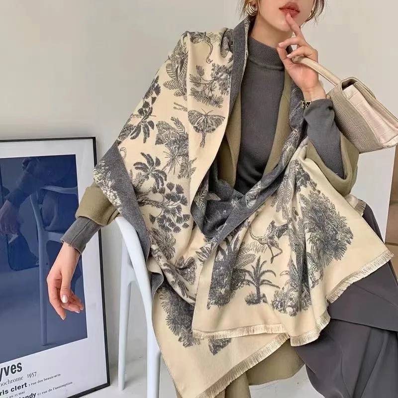 Luxury Floral Print Scarf for Women Warmer Winter Cashmere Pashmina Scarves Shawls Female Thick Blanket Wraps Foulard 2024 NEW
Luxury Floral Print Scarf for Women Warmer Winter Cashmere Pashmina Scarves Shawls Female Thick Blanket Wraps Foulard 2024 NEW