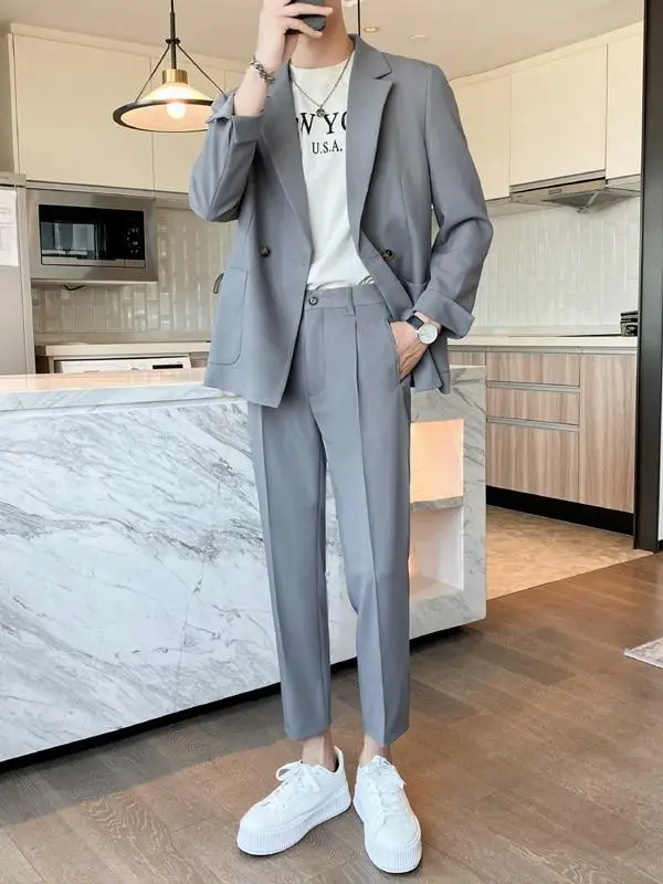 Men's Casual Lightweight Drapey Suit Jaet Loose Fit Two-Piece Set Trendy Briti Sle Youthful Busin Casual Pure Color
Men's Casual Lightweight Drapey Suit Jaet Loose Fit Two-Piece Set Trendy Briti Sle Youthful Busin Casual Pure Color