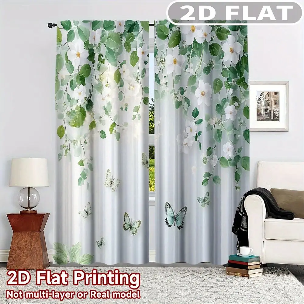 2pcs Curtains White Flowers Green Leaves Butterflies for Balcony, Bedroom, Study, Living Room, Spring & Summer Machine Washable
2pcs Curtains White Flowers Green Leaves Butterflies for Balcony, Bedroom, Study, Living Room, Spring & Summer Machine Washable