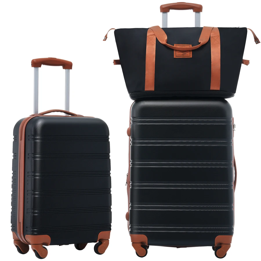 Hardshell luggage sets for travel: polycarbonate, black, lightweight with TSA lock and spinner wheels 20 + 24
Hardshell luggage sets for travel: polycarbonate, black, lightweight with TSA lock and spinner wheels 20 + 24