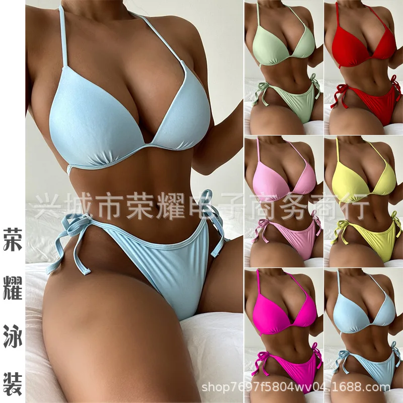 Hot Sale Of The Season New Pure Color Bikini Women's Strap Design Hard Cup Gathered Swimsuit Cross-Border Fashion Ladies' Swimwe
Hot Sale Of The Season New Pure Color Bikini Women's Strap Design Hard Cup Gathered Swimsuit Cross-Border Fashion Ladies' Swimwe