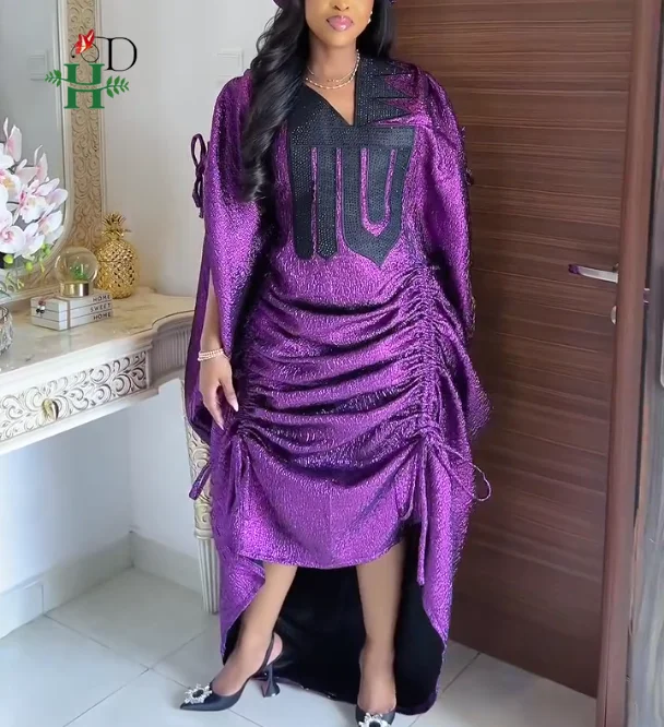 H&D African Dresses For Woman Plus Size Kaftan Dress Ruched Side Ties and High Low Hem Boubou Party Wedding Bubu Africa Clothing
H&D African Dresses For Woman Plus Size Kaftan Dress Ruched Side Ties and High Low Hem Boubou Party Wedding Bubu Africa Clothing