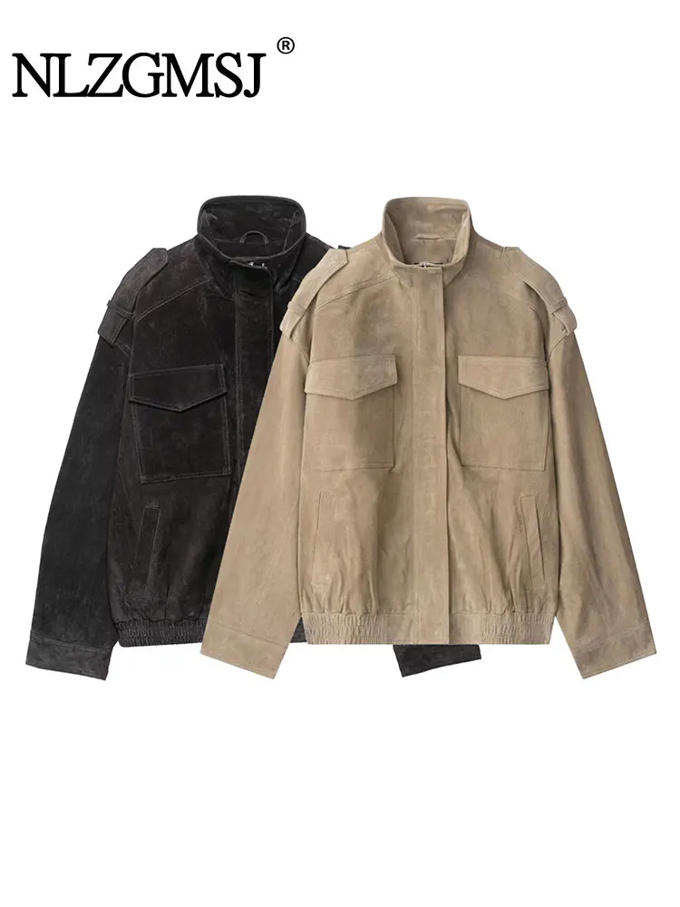 NLZGMSJChic Suede Women Bomber Jackets Women Long Sleeve Pockets Straight Loose Coat Fashion 2025 Fall Winter Streetwear Outwear
NLZGMSJChic Suede Women Bomber Jackets Women Long Sleeve Pockets Straight Loose Coat Fashion 2025 Fall Winter Streetwear Outwear