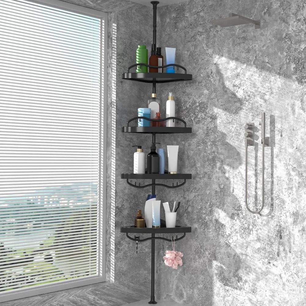 Rustproof Tension Pole Corner Shower Organizer 4 Adjustable Shelves No Drill 54 to 114 Inches
Rustproof Tension Pole Corner Shower Organizer 4 Adjustable Shelves No Drill 54 to 114 Inches