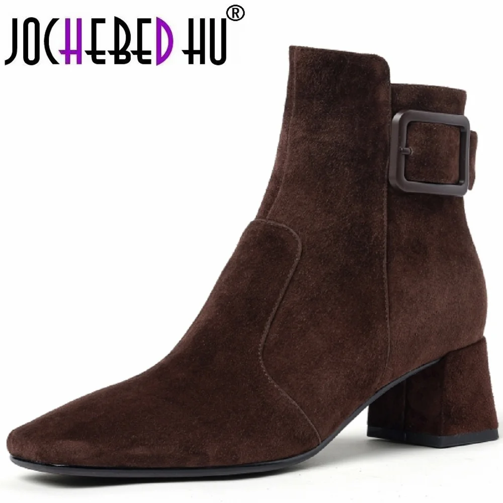 【JOCHEBED HU】Handmade Genuine Leather Boots for Woman Square Toe High Heel Ankle Boots Simple Comfortable Cowboy Femal 34-40
【JOCHEBED HU】Handmade Genuine Leather Boots for Woman Square Toe High Heel Ankle Boots Simple Comfortable Cowboy Femal 34-40