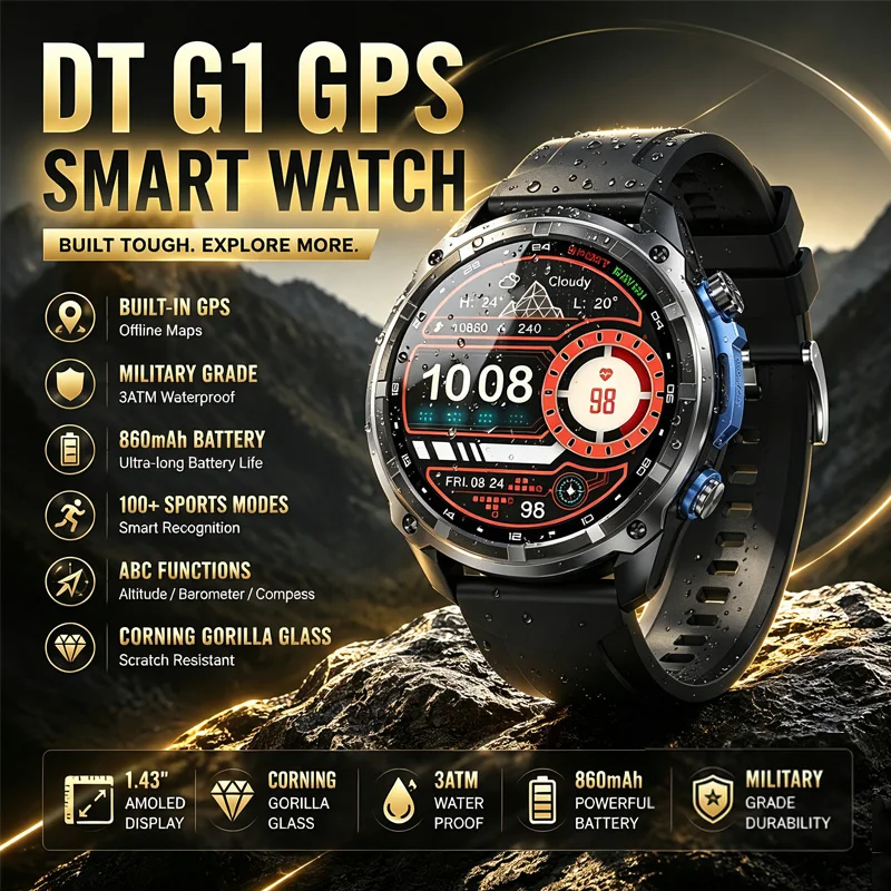 2026 GPS Smart Watch Men 3ATM Waterproof 860mAh Battery Outdoor Sport Watch Compass Altimeter Bluetooth Call Fitness Smartwatch
2026 GPS Smart Watch Men 3ATM Waterproof 860mAh Battery Outdoor Sport Watch Compass Altimeter Bluetooth Call Fitness Smartwatch