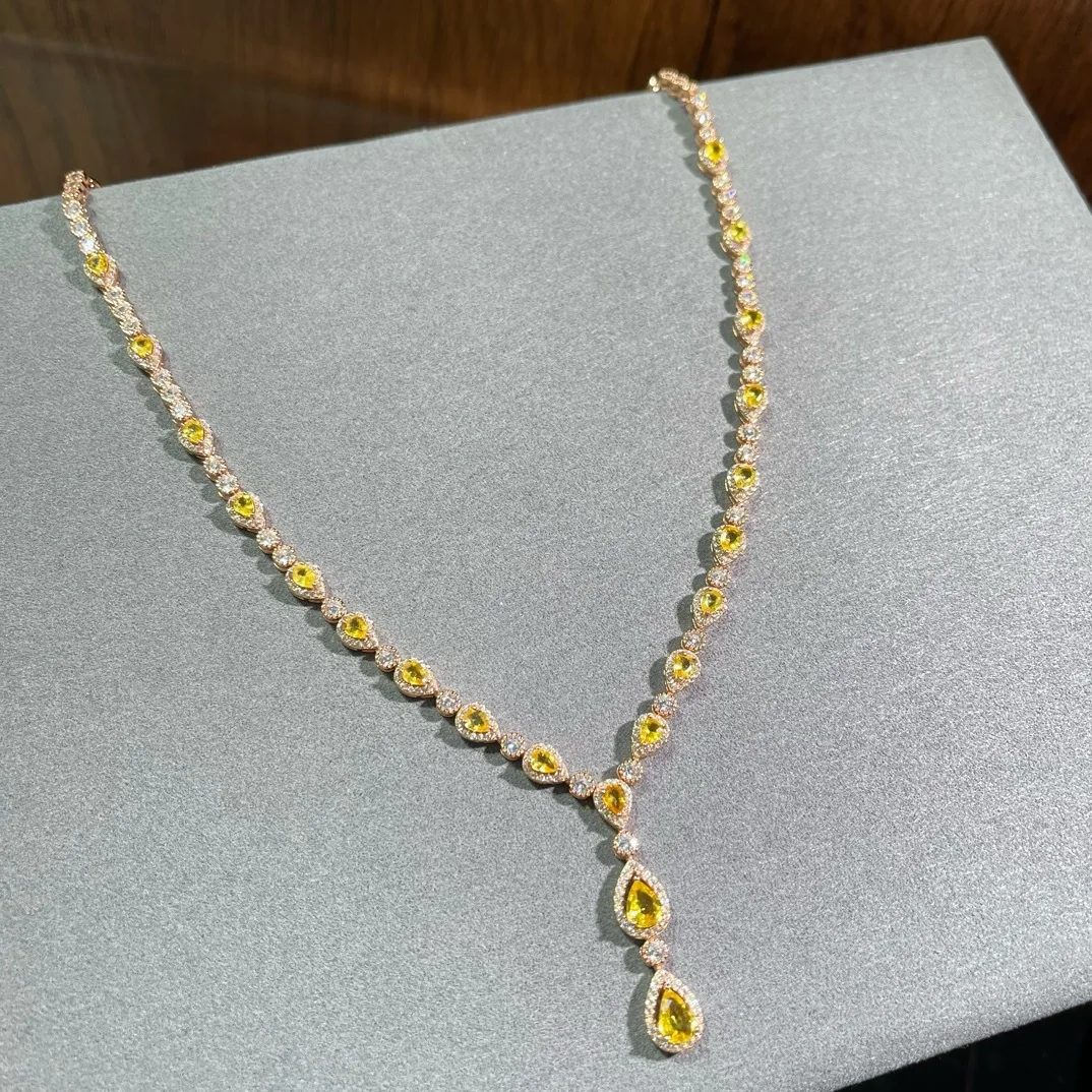S925 Sterling Silver Precision Set Natural Yellow Sapphire Necklace - 5A Grade 4*6mm & 3*4mm Gemstone with Certification
S925 Sterling Silver Precision Set Natural Yellow Sapphire Necklace - 5A Grade 4*6mm & 3*4mm Gemstone with Certification