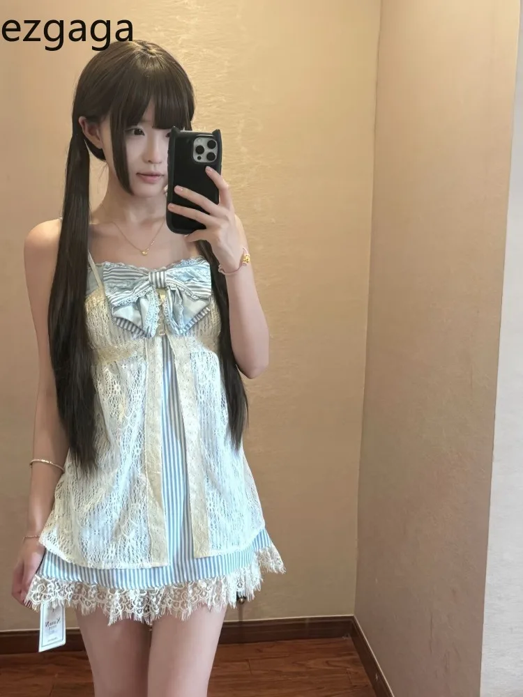 Ezgaga Fake Two Pieces Y2k Aesthetic Dresses Women Lace Patchwork Vertical Stripe Dress 2025 Summer Harajuku Seweet Bow A Line
Ezgaga Fake Two Pieces Y2k Aesthetic Dresses Women Lace Patchwork Vertical Stripe Dress 2025 Summer Harajuku Seweet Bow A Line