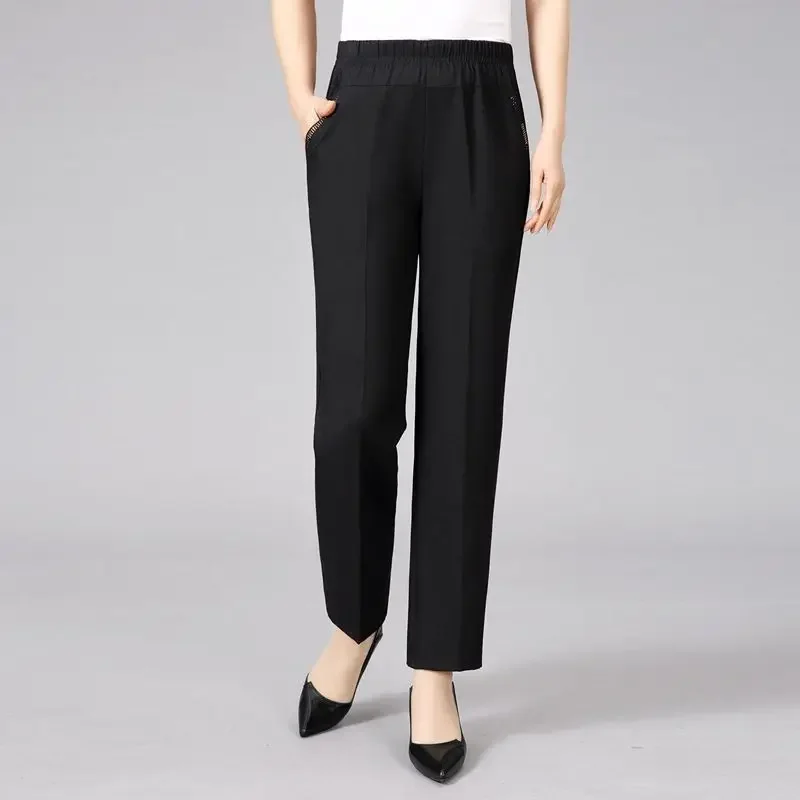 Temperament Summer Casual Women's Versatile Solid Color Cotton Hemp Pockets Elastic High Waist Loose Straight Crop Pants S294
Temperament Summer Casual Women's Versatile Solid Color Cotton Hemp Pockets Elastic High Waist Loose Straight Crop Pants S294