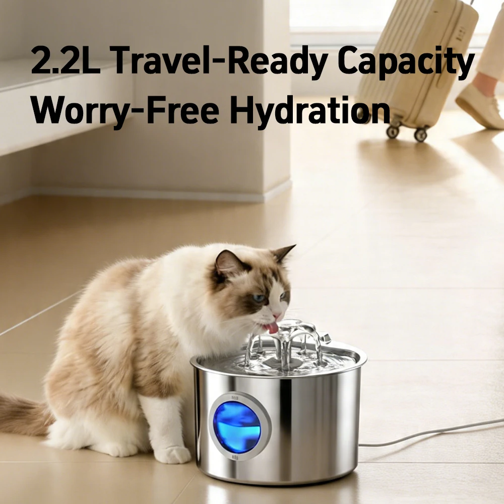 2.2L Stainless Steel Pet Water Dispenser Automatic Cat Drinker Cat Water Fountain for Cats And Dogs
2.2L Stainless Steel Pet Water Dispenser Automatic Cat Drinker Cat Water Fountain for Cats And Dogs