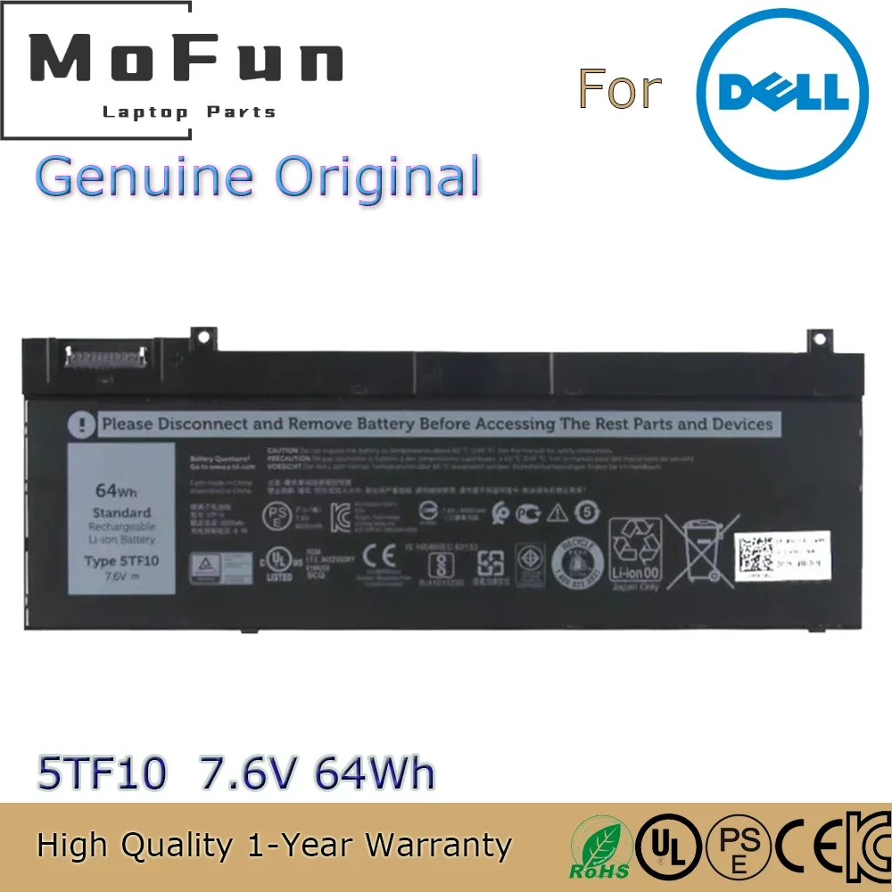 Brand New Original 5TF10 7.6V 64Wh Laptop Battery for Dell Precision 7730 7740 7530 7540 P34E P34E001 P74F 0RY3F9 etc.
Brand New Original 5TF10 7.6V 64Wh Laptop Battery for Dell Precision 7730 7740 7530 7540 P34E P34E001 P74F 0RY3F9 etc.