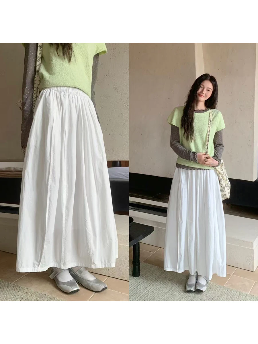 White High Waist Straight Cut Skirt Elastic Waistband Pure Cotton Simple Daily A-Line Long Skirt Casual Style Women's Fa...
White High Waist Straight Cut Skirt Elastic Waistband Pure Cotton Simple Daily A-Line Long Skirt Casual Style Women's Fa...