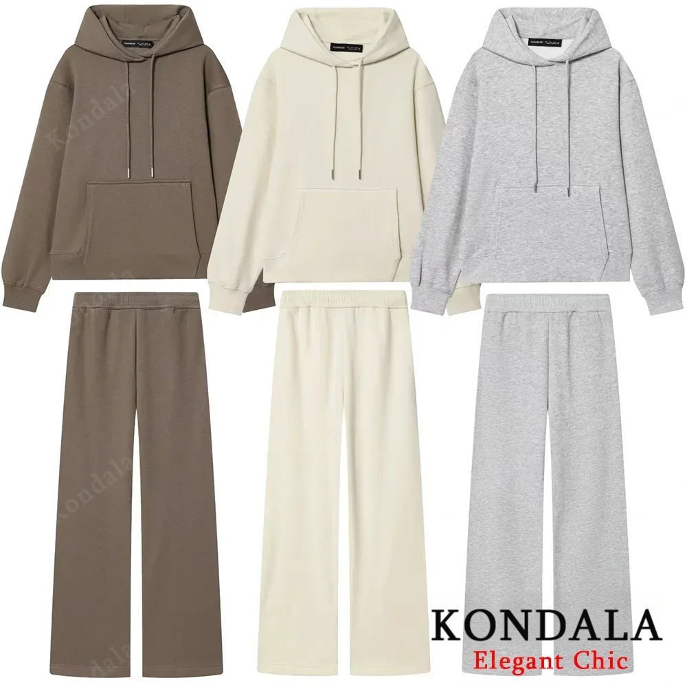 KONDALA Женский базовый комплект с капюшоном и длинными рукавами, толстовка с капюшоном и карманом, длинные брюки с эластичной резинкой на талии, весна-осень 2024, модный спортивный свободный комплект 
KONDALA Женский базовый комплект с капюшоном и длинными рукавами, толстовка с капюшоном и карманом, длинные брюки с эластичной резинкой на талии, весна-осень 2024, модный спортивный свободный комплект