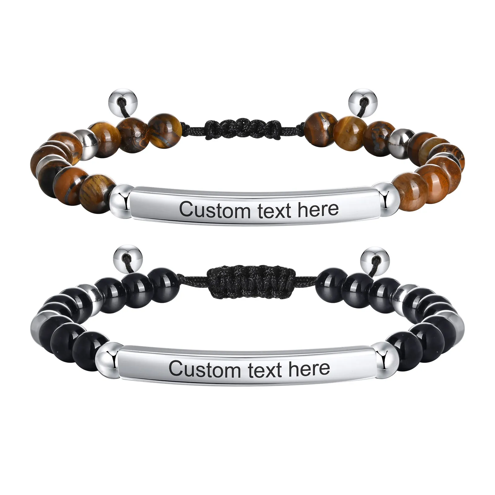 Prjewel Men's Braided Rope Chain Adjustable Bead Bracelets with Personalized Name Date Custom Engrave Stainless Steel Jewelry
Prjewel Men's Braided Rope Chain Adjustable Bead Bracelets with Personalized Name Date Custom Engrave Stainless Steel Jewelry