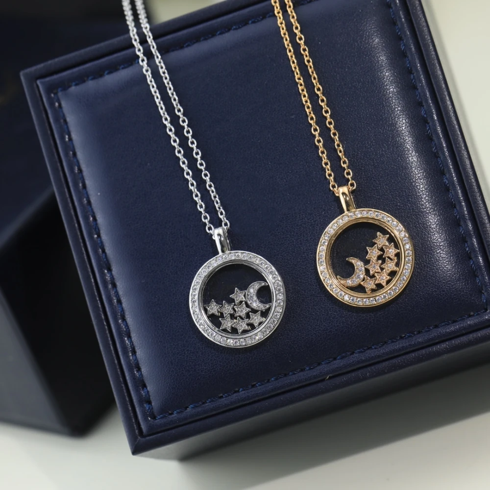 Star Moon Zircon Round Necklace With Rotating Ring Pendant For Women'S Birthday Party Gift
Star Moon Zircon Round Necklace With Rotating Ring Pendant For Women'S Birthday Party Gift