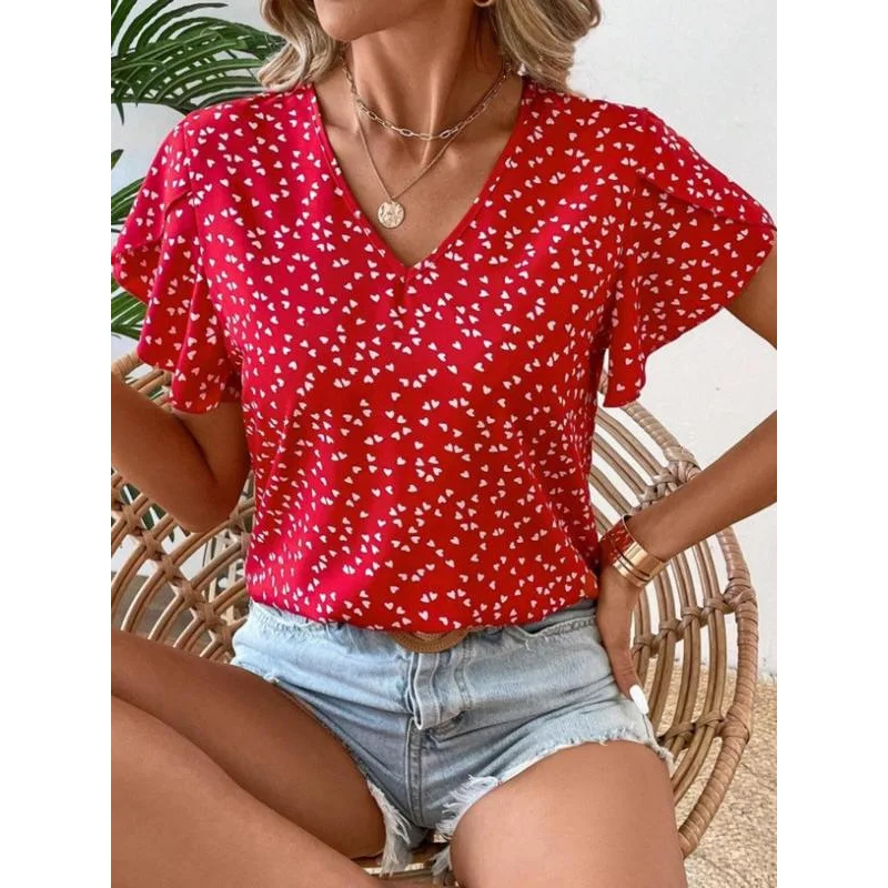 Heart Shaped Ruffle Top Women's Shirt Asymmetrical Hemline Fly Sleeve Other Material 100% Spring 2026 Non Deformable
Heart Shaped Ruffle Top Women's Shirt Asymmetrical Hemline Fly Sleeve Other Material 100% Spring 2026 Non Deformable
