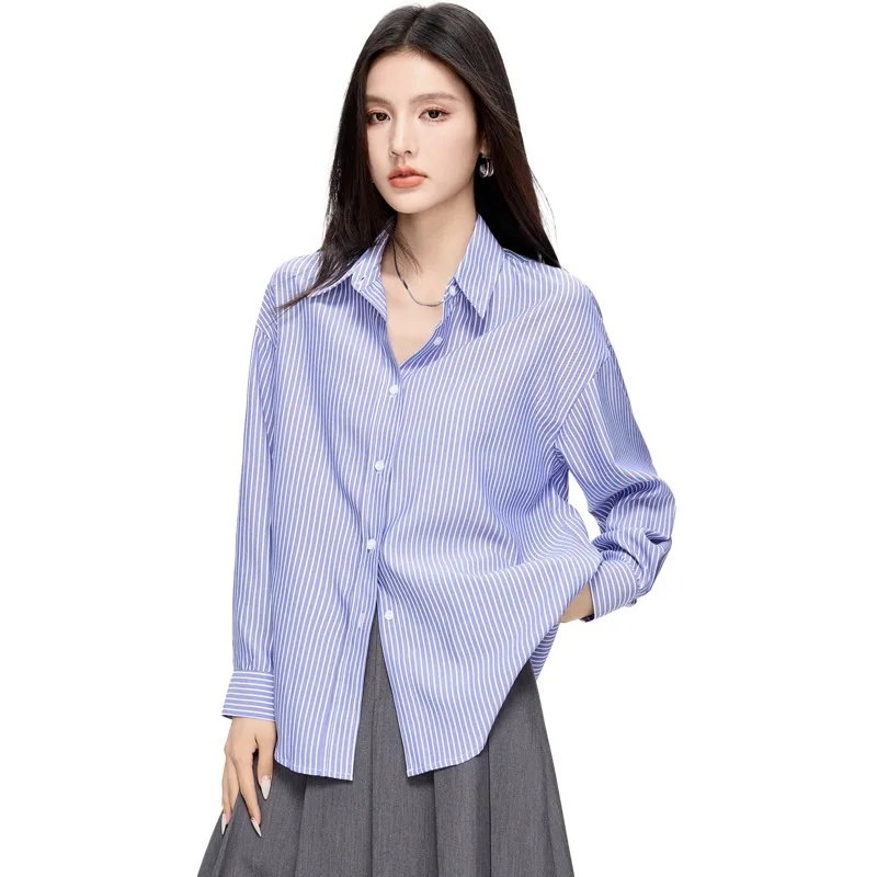 Vintage Women's Blouses Striped Casual Shirts Fashion Loose Summer Clothing Long Sleeved Korean Chiffon Women Tops
Vintage Women's Blouses Striped Casual Shirts Fashion Loose Summer Clothing Long Sleeved Korean Chiffon Women Tops
