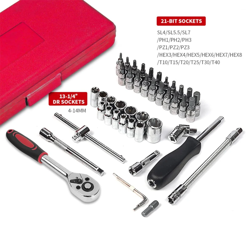 46pcs Socket Wrench Set Car Motorcycle Maintenance Tool Kit Rotating Screwdriver Head Hand Tools Combination Home Toolbox
46pcs Socket Wrench Set Car Motorcycle Maintenance Tool Kit Rotating Screwdriver Head Hand Tools Combination Home Toolbox