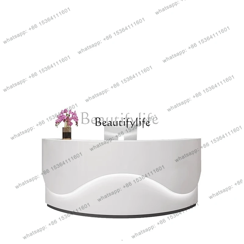 Modern minimalist beauty salon front desk curved clothing store cashier yoga dance studio bar table baking paint
Modern minimalist beauty salon front desk curved clothing store cashier yoga dance studio bar table baking paint