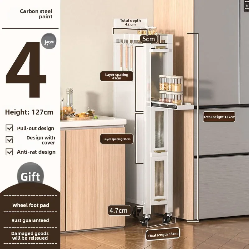 Drawable Kitchen Crevice Storage Cabinet, Multi-layer Ultra Narrow Edge Storage Cabinet, Side Crevice Storage Cabinet
Drawable Kitchen Crevice Storage Cabinet, Multi-layer Ultra Narrow Edge Storage Cabinet, Side Crevice Storage Cabinet