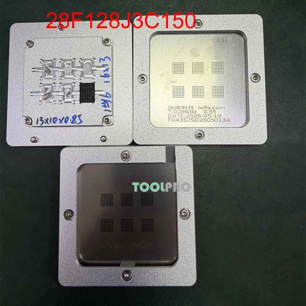 BGA Reballing Stencil Fixture Solder Balling Jig 28F128J3C150 Reballing Template Holder
BGA Reballing Stencil Fixture Solder Balling Jig 28F128J3C150 Reballing Template Holder