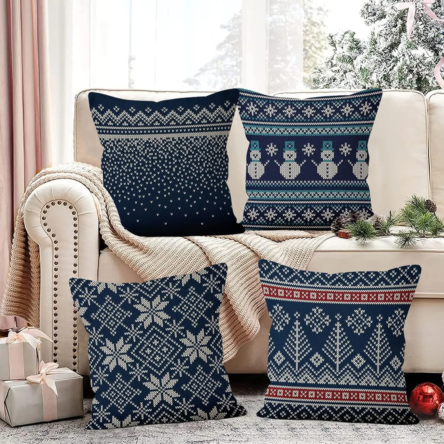 Winter Snowflake Pillowcase 45x45 Pillowcase Navy Blue Christmas Decorations Snowman Throw Pillowcase Cushion Outdoor Courtyard
Winter Snowflake Pillowcase 45x45 Pillowcase Navy Blue Christmas Decorations Snowman Throw Pillowcase Cushion Outdoor Courtyard