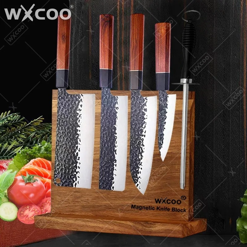 WXCOO Hand forged Kitchen Chef Knife Magnetic Knife Holder Double Side Solid Wood Japanese Santoku Kitchen Knife Storage Rack
WXCOO Hand forged Kitchen Chef Knife Magnetic Knife Holder Double Side Solid Wood Japanese Santoku Kitchen Knife Storage Rack