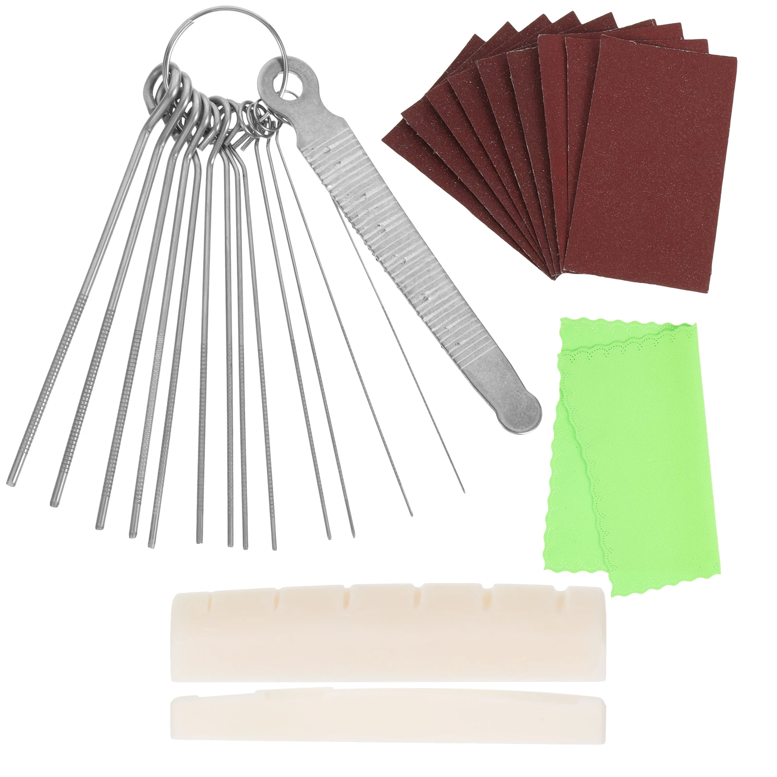 1 set Guitar Repair Kit Including Nut Saddle File Ox Bone Saddles 2 Grades S paper R om Color M02566 Accessories
1 set Guitar Repair Kit Including Nut Saddle File Ox Bone Saddles 2 Grades S paper R om Color M02566 Accessories