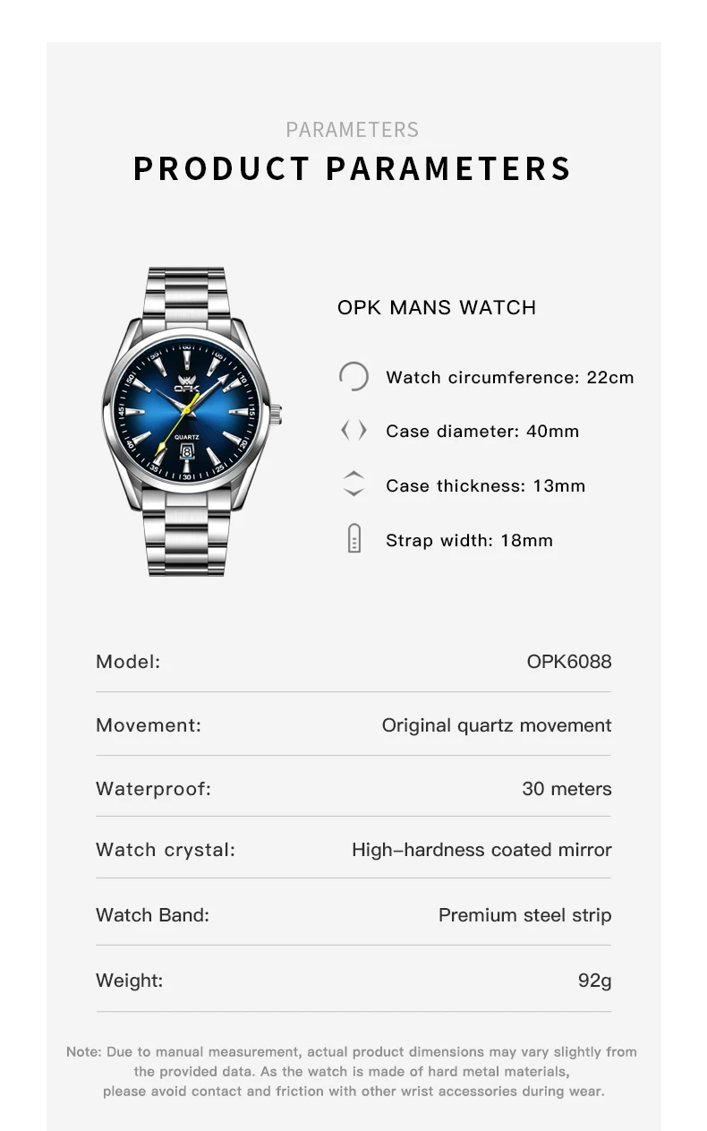 OPK brand cross-border hot selling business waterproof single calendar quartz watch men's watch 6088 OPK brand cross-border hot selling business waterproof single calendar quartz watch men's watch 6088