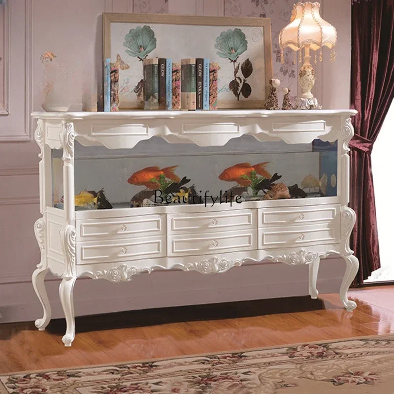 LD33European-Style Solid Wood Fish Tank Aquarium White Villa Carved Living Room Medium Fish Globe
LD33European-Style Solid Wood Fish Tank Aquarium White Villa Carved Living Room Medium Fish Globe