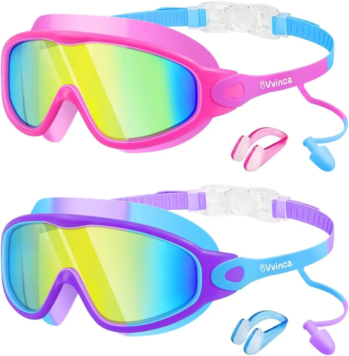 Kids Swim Goggles with Earplugs & Nose Clip, Wide View Anti-Fog UV Protection for Ages 3-15
Kids Swim Goggles with Earplugs & Nose Clip, Wide View Anti-Fog UV Protection for Ages 3-15
