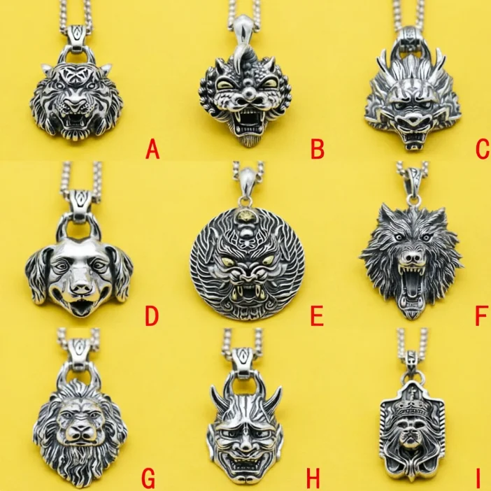 S925 sterling silver jewelry domineering Pixiu dragon head tiger head necklace pendant male Thai silver retro dog head original
S925 sterling silver jewelry domineering Pixiu dragon head tiger head necklace pendant male Thai silver retro dog head original