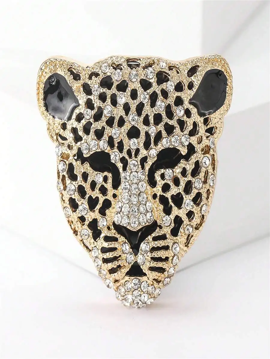 1pc Metal Gold Animal Leopard Head Crystal Inlaid Black Dangle Brooch, Women Party Chic Wild Sexy Cute Leopard Head Crystal Broo
1pc Metal Gold Animal Leopard Head Crystal Inlaid Black Dangle Brooch, Women Party Chic Wild Sexy Cute Leopard Head Crystal Broo