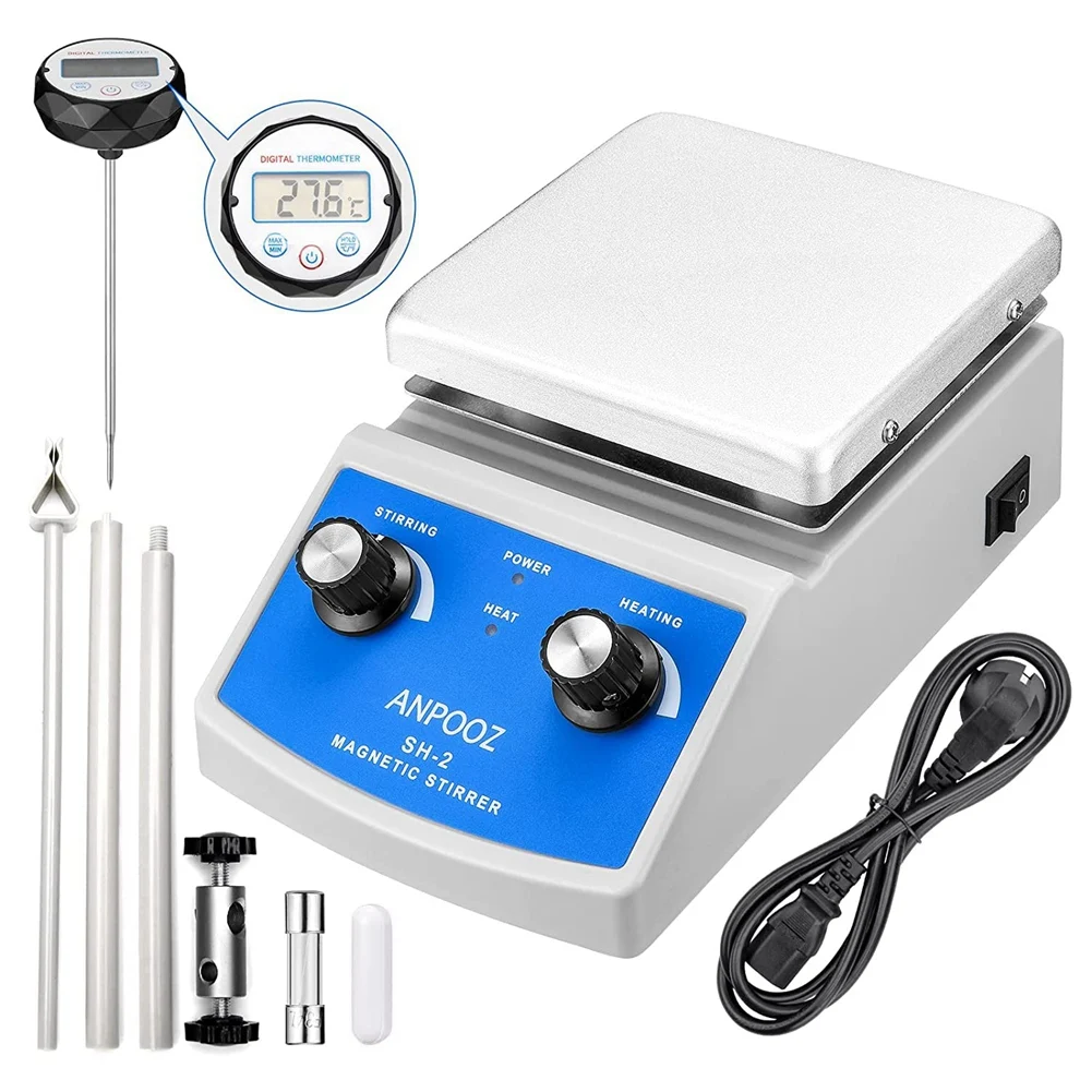 Magnetic Stirrer Hot Plate with Thermometer,2000ML Mixing Capacity Magnetic Hotplate Stirrer with Stir Bar Stand US Plug
Magnetic Stirrer Hot Plate with Thermometer,2000ML Mixing Capacity Magnetic Hotplate Stirrer with Stir Bar Stand US Plug